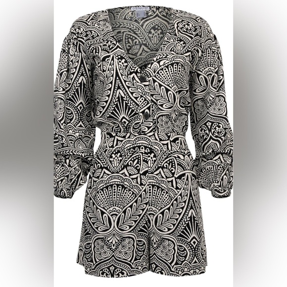 Cotton linen printed romper - Picture 13 of 13